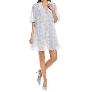 GANNI Plissé Pleated Mini Dress Cherry Blossom Floral (Size EU 36 / S)